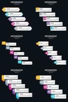 Vektor 6 Infografiken Pack Präsentationsfolie Vorlage 5 Schritte Zyklusdiagramme und Zeitleisten