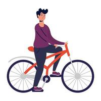 ung man rider cykel öva aktivitet vektor