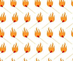 brinnande match med eld sömlöst mönster vektor