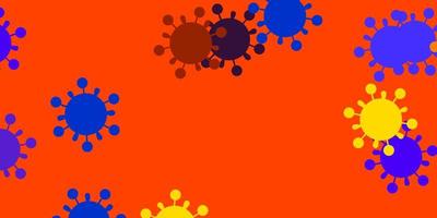hellblauer, roter Vektorhintergrund mit Virensymbolen vektor