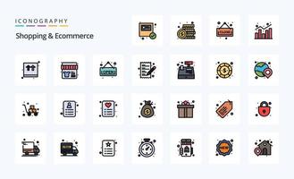 25 Shopping-E-Commerce-Linie gefüllt Stil-Icon-Pack vektor