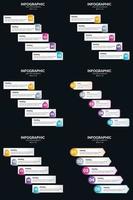 Vektor 6 Infografiken Pack Präsentationsfolie Vorlage 5 Schritte Zyklusdiagramme und Zeitleisten