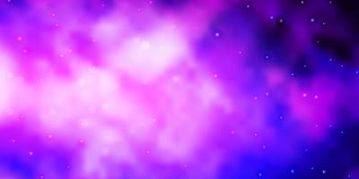 mörk lila, rosa vektor bakgrund med färgglada stjärnor.