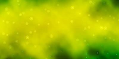 hellgrüne, gelbe Vektorschablone mit Neonsternen. vektor