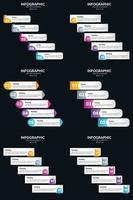 Vektor 6 Infografiken Pack Präsentationsfolie Vorlage 5 Schritte Zyklusdiagramme und Zeitleisten