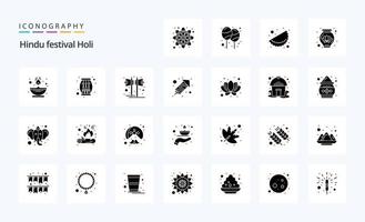 25-Holi-Solid-Glyphen-Icon-Pack vektor