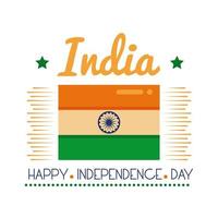 Unabhängigkeitstag Indien Feier mit Flagge flachen Stilikone Vektor-Illustration Design vektor