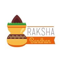 glückliche Raksha Bandhan Feier mit Keramikglas flachen Stil vektor