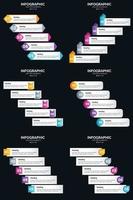 Vektor 6 Infografiken Pack Präsentationsfolie Vorlage 5 Schritte Zyklusdiagramme und Zeitleisten