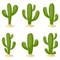 Kaktus-Set-Vektor-Design-Illustration lokalisiert auf weißem Hintergrund