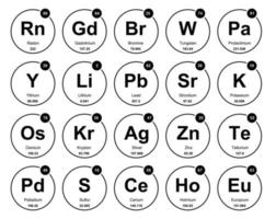 20 prejodisk tabell av de element ikon packa design vektor