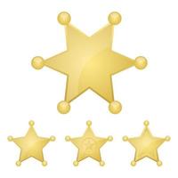 goldene Sternabzeichenvektor-Entwurfsillustration des Sheriffs lokalisiert auf weißem Hintergrund vektor
