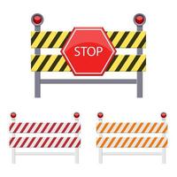 Stop-Barriere-Vektor-Design-Illustration lokalisiert auf weißem Hintergrund