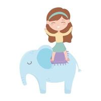 Kinderzone, süßes kleines Mädchen auf Elefanten-Cartoon-Spielzeug