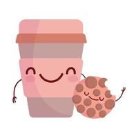 Keks und Tasse Papier Kaffee Menü Charakter Charakter Cartoon Essen süß vektor