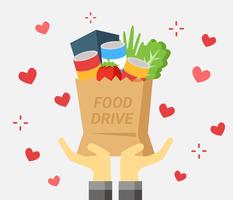 Hand med Food Drive Bag Vector