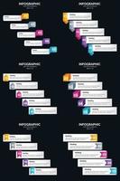 Vektor 6 Infografiken Pack Präsentationsfolie Vorlage 5 Schritte Zyklusdiagramme und Zeitleisten