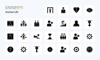 25 menschliche feste Glyphen-Icon-Packs vektor