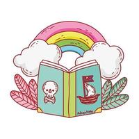 book of pirates rainbow clouds plants cartoon vektor