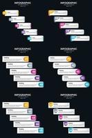 vektor 6 infographics packa presentation glida mall 5 steg cykel diagram och tidslinjer