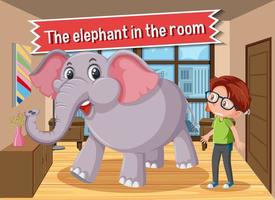 Redewendung Poster mit dem Elefanten im Raum vektor