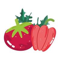 Lebensmittel Zutaten Menü frische Cartoon Gemüse Tomaten und Pfeffer vektor