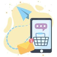 smartphone online shopping meddelande sociala nätverk kommunikation och teknik vektor