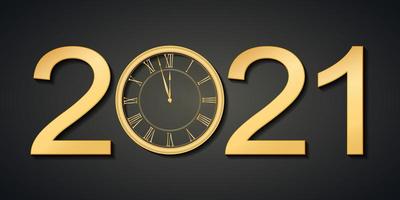 Schablonendesign des schwarzen und goldenen glänzenden 2021 Neujahrs-Webbanners.