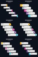 Vektor 6 Infografiken Pack Präsentationsfolie Vorlage 5 Schritte Zyklusdiagramme und Zeitleisten