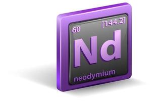 chemisches Element von Neodym. chemisches Symbol mit Ordnungszahl und Atommasse. vektor