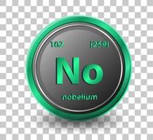 Nobelium chemisches Element. chemisches Symbol mit Ordnungszahl und Atommasse. vektor