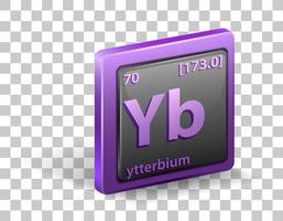 ytterbium kemiskt element. kemisk symbol med atomnummer och atommassa. vektor