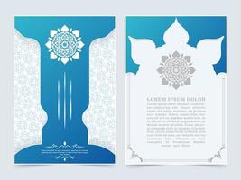 blå islamiska omslag med mandala konceptuppsättning vektor