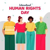 internationale Menschenrechte mit einer Gruppe verschiedener junger Menschen vektor