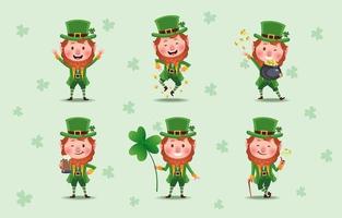 samling av söta st. patrick's leprechaun seriefigurer vektor