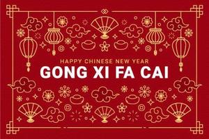 gong xi fa cai hälsning med dekorativa ornament vektor