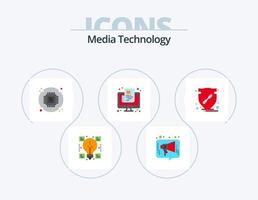 Media Technology Flat Icon Pack 5 Icon-Design. Bildschirm. Papier. Sozial. Zeitung. Hardware- vektor