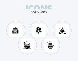 Spa und Entspannung Glyph Icon Pack 5 Icon Design. Blätter . Spa. Körperpflege . grün . Creme vektor