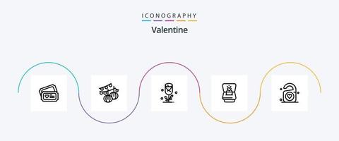 valentine linje 5 ikon packa Inklusive kärlek. kärlek. dekoration. dag. valentine vektor