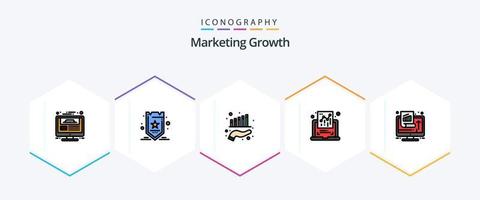 Marketing-Wachstum 25 gefülltes Symbolpaket mit Diagramm. Graph. Schild. dokumentieren. Marketing vektor