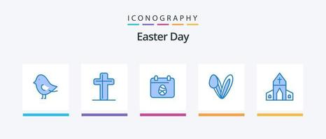 Easter Blue 5 Icon Pack inklusive Ostern. Kirche. Ei. Hase. Hase. kreatives Symboldesign vektor