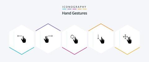 Handgesten 25 Glyphen-Icon-Pack inklusive Geste. Hand. Hand. Gesten. Finger vektor