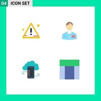 grupp av 4 platt ikoner tecken och symboler för varna företag bellboy hotell moln redigerbar vektor design element