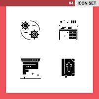 uppsättning av 4 modern ui ikoner symboler tecken för kontrollera patron miljö bok design redigerbar vektor design element