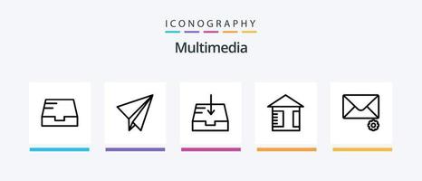 multimedia linje 5 ikon packa Inklusive . meddelande. logga. kreativ ikoner design vektor