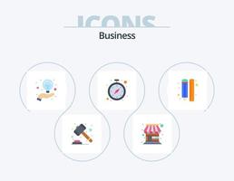 Business-Flat-Icon-Pack 5 Icon-Design. Zeichnen. Anschauen. Birne. Timer. Uhr vektor