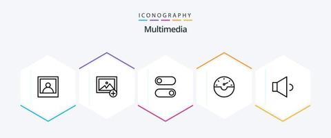 multimedia 25 linje ikon packa Inklusive . rusa. . högtalare vektor