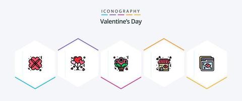 Valentinstag 25 Filledline Icon Pack inklusive Internet. Laden. Strauß. Laden. Rosen vektor