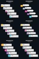 Vektor 6 Infografiken Pack Präsentationsfolie Vorlage 5 Schritte Zyklusdiagramme und Zeitleisten