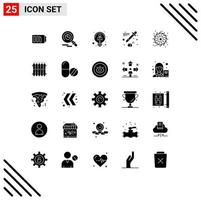 25 universelle solide Glyphenzeichen Symbole von editierbaren Vektordesign-Elementen für Heizkörperurlaubsangestellte Feuertropfer vektor